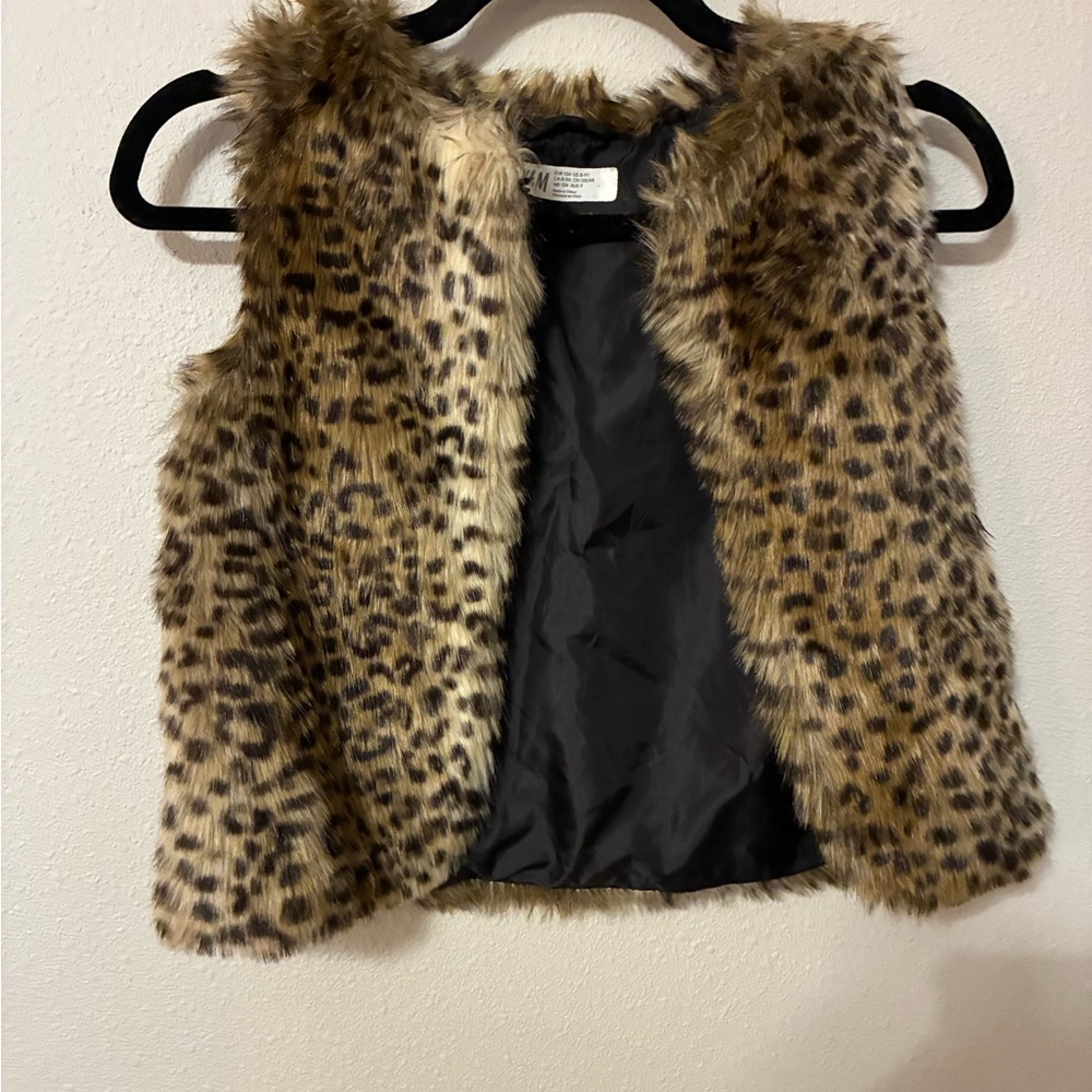 H&M Leopard Print Faux Fur Vest